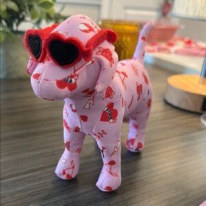 Valentine’s Day Plush Cute PINK Dog with Heart Sunglasses
